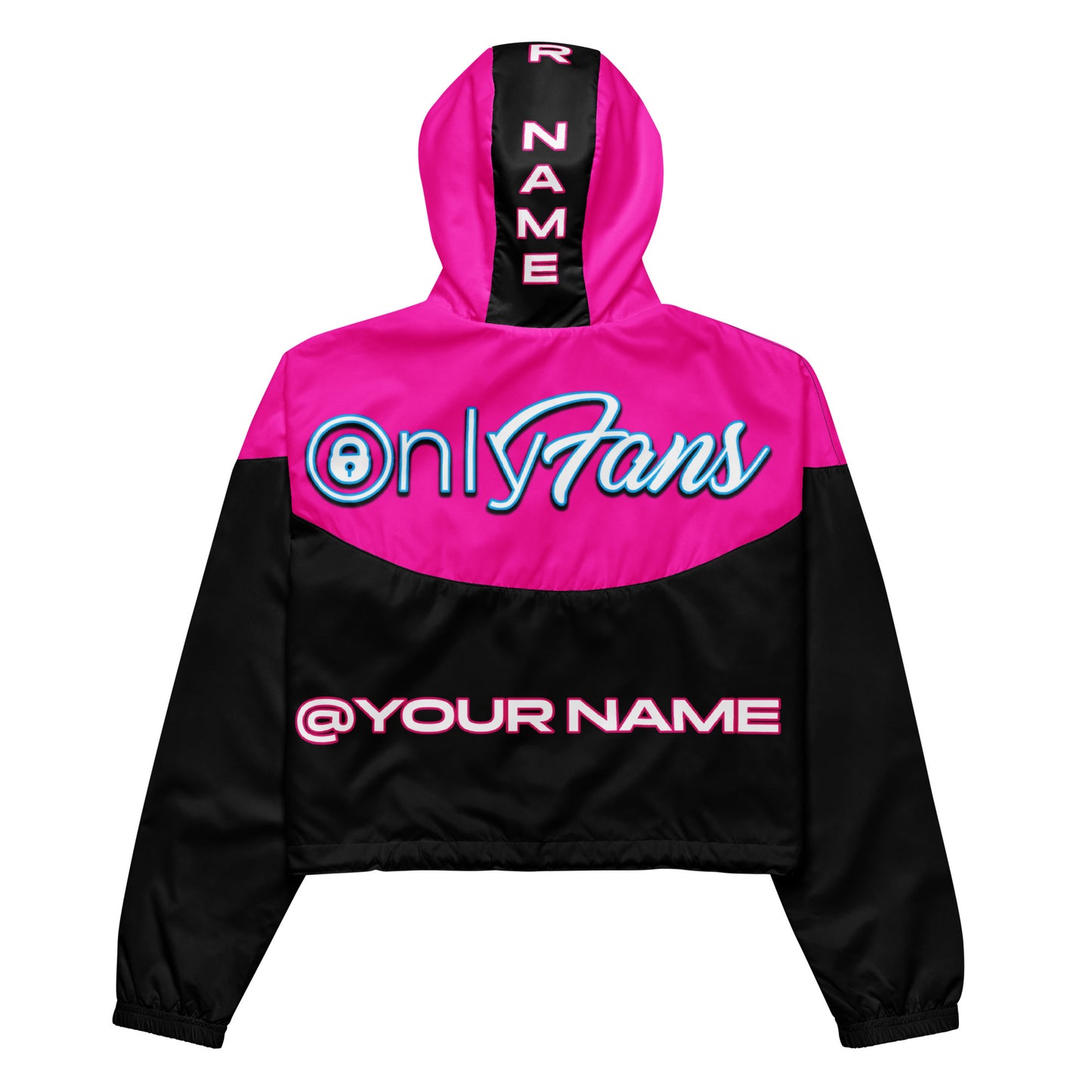 OnlyFans Personalized Custom Women’s Cropped Windbreaker Jacket (Pink/Blk) - Attire T LLC