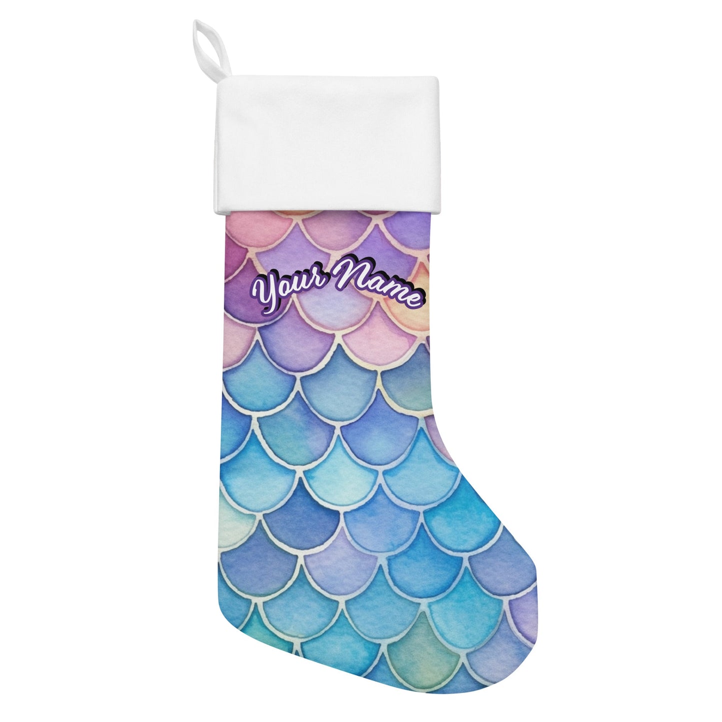 Personalized Name | Dive into the Magic of Christmas with Your Own Personalized Mermaid Scales Stocking Attire T LLC