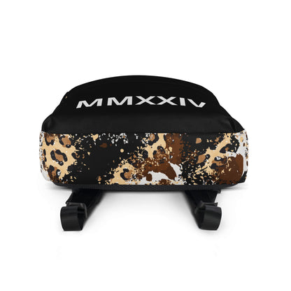 Personalized Roman Numeral Animal Print Backpack bottom view by ATTIRET