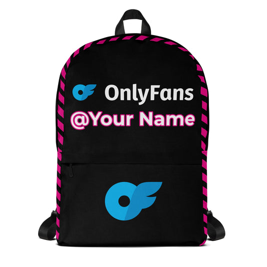 Onlyfans Personalized Custom Name Logo Unisex Backpack Design in Pink | Personalized design | Content Creator Bag | To go Bag | Camera Bag Attire T LLC