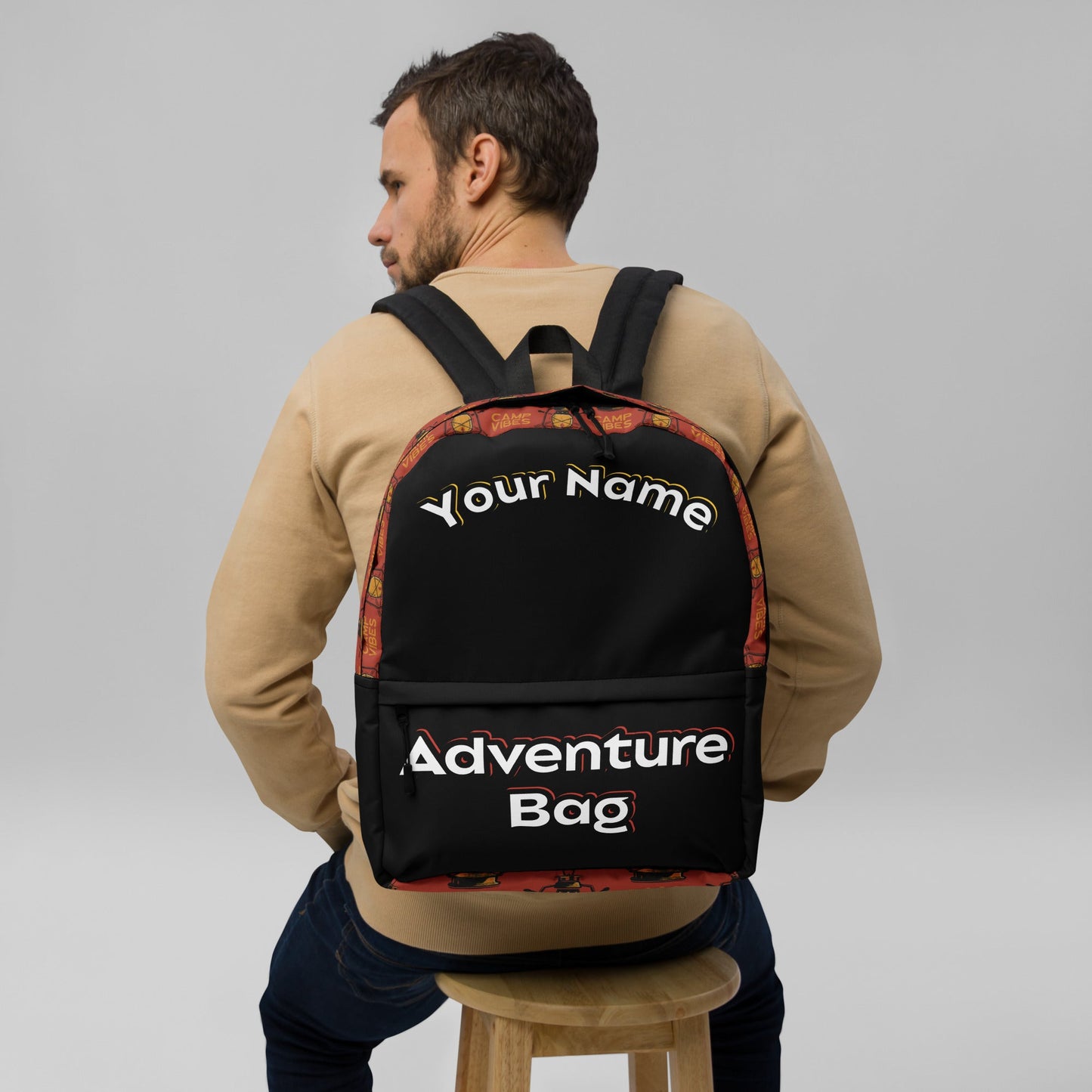 Personalized Custom Name Unisex Camping Traveling Outdoor Overnight Trip Adventure Bag Backpack Attire T LLC