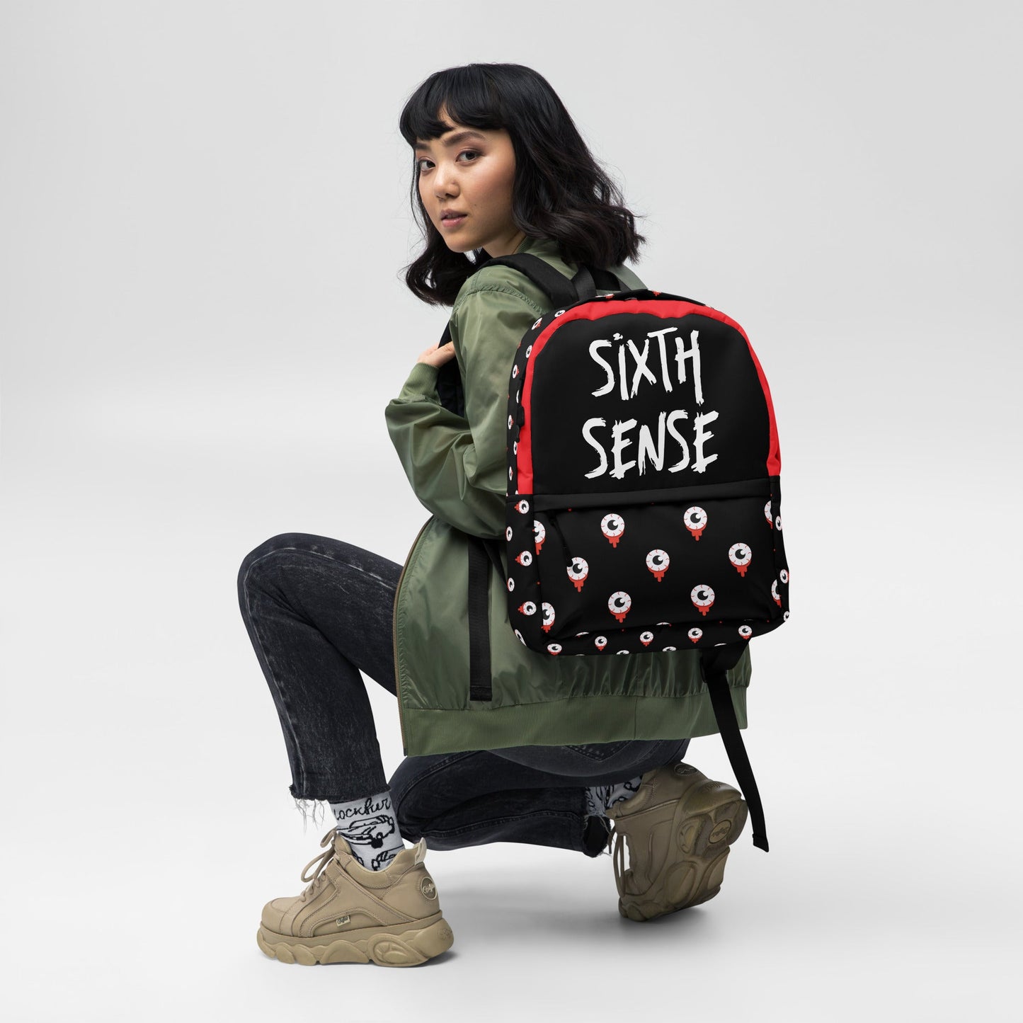 Sixth Sense Eyeball Custom Unisex Backpack Luxury Bag | Custom Design Bag | Designer Backpack | Luxury Men Women Carry On | Shoulder Bag Attire T LLC