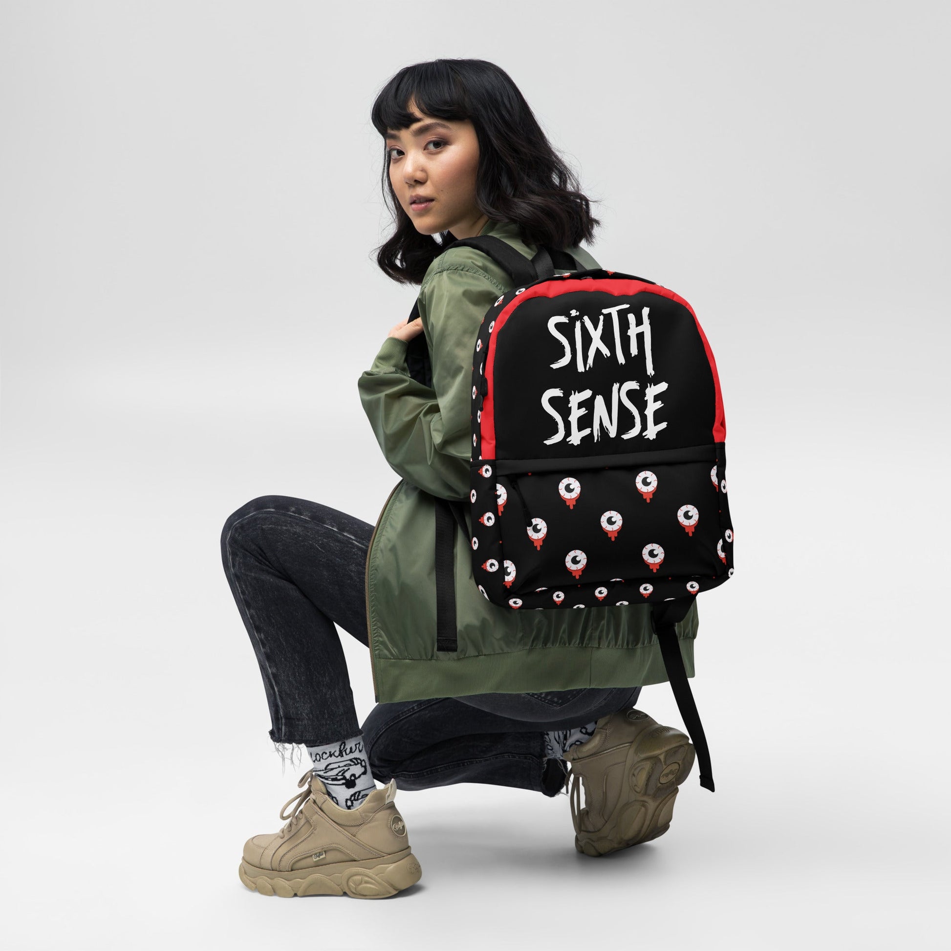 Sixth Sense Eyeball Custom Unisex Backpack Luxury Bag | Custom Design Bag | Designer Backpack | Luxury Men Women Carry On | Shoulder Bag Attire T LLC