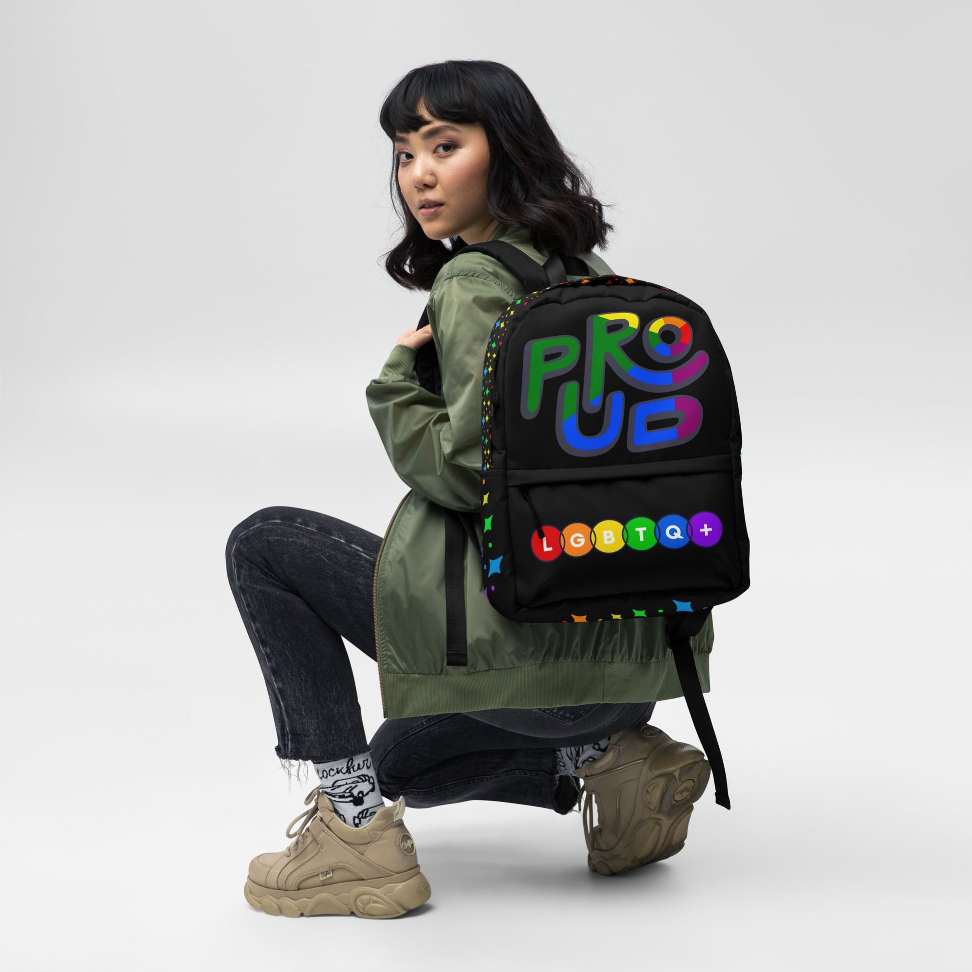 LGBTQ+ PROUD PRIDE Custom Unisex Backpack Luxury Bag Attire T LLC