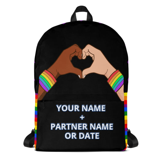 Personalized Custom Name Couples Love Pride LGBTQ+ Backpack Attire T LLC