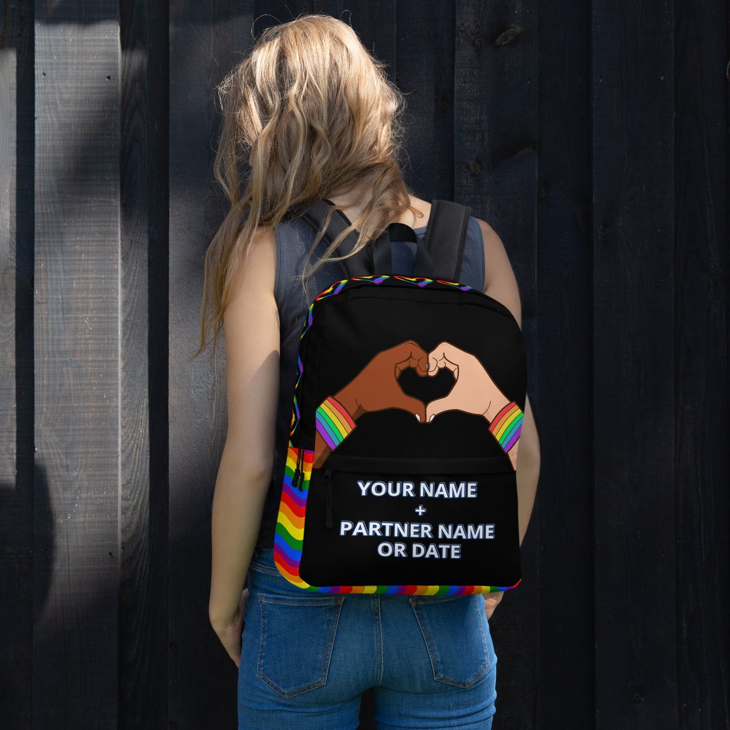 Personalized Custom Name Couples Love Pride LGBTQ+ Backpack Attire T LLC