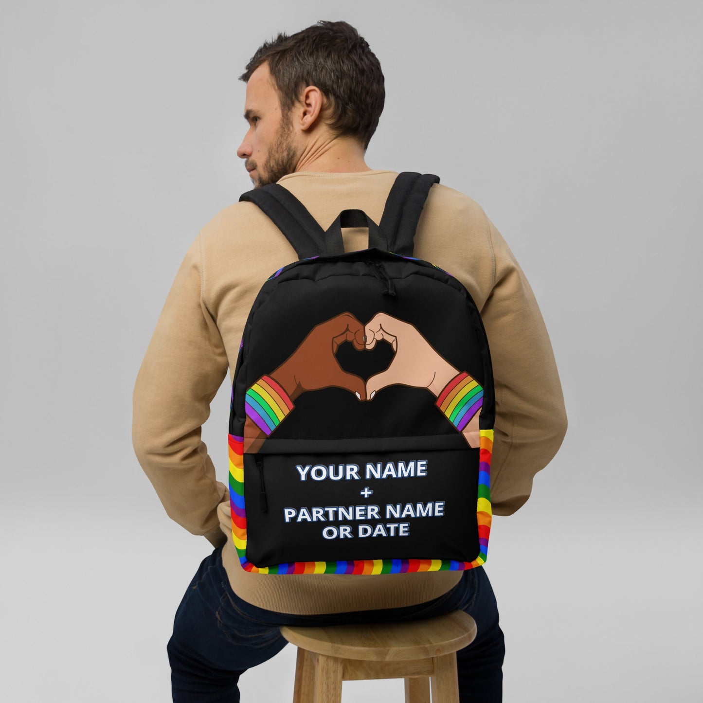 Personalized Custom Name Couples Love Pride LGBTQ+ Backpack Attire T LLC