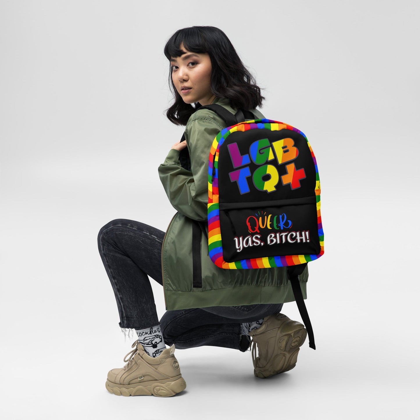 LGBT+ Queer, Yas Bitch Custom Luxury Backpack Attire T LLC