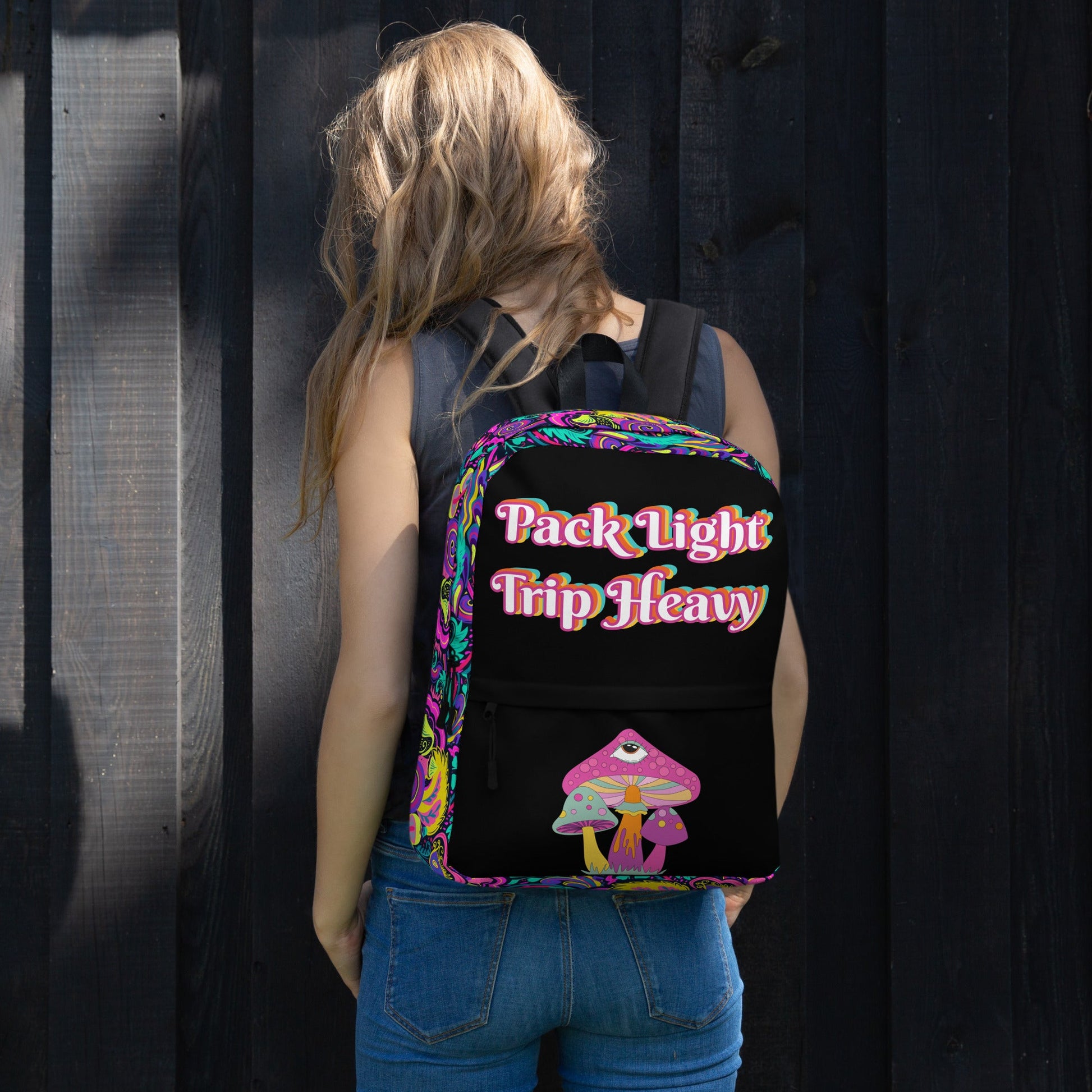 Pack Light Trip Heavy Custom Shroom Luxury Backpack | Bohemian Style | Psychedelic Style Attire T LLC