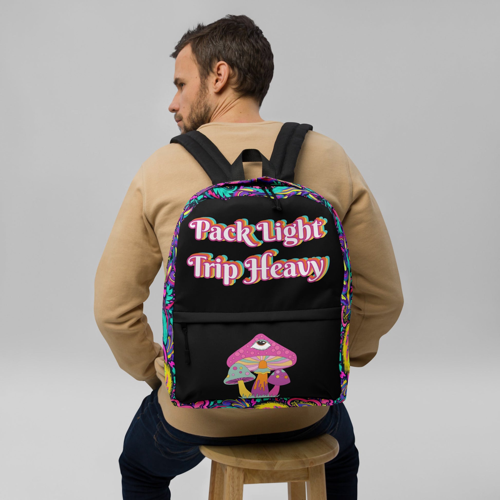 Pack Light Trip Heavy Custom Shroom Luxury Backpack | Bohemian Style | Psychedelic Style Attire T LLC