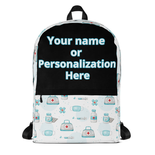 LuxeCare Nurse Custom Name Personalized Backpack - Your Stylish Companion in Care Attire T LLC
