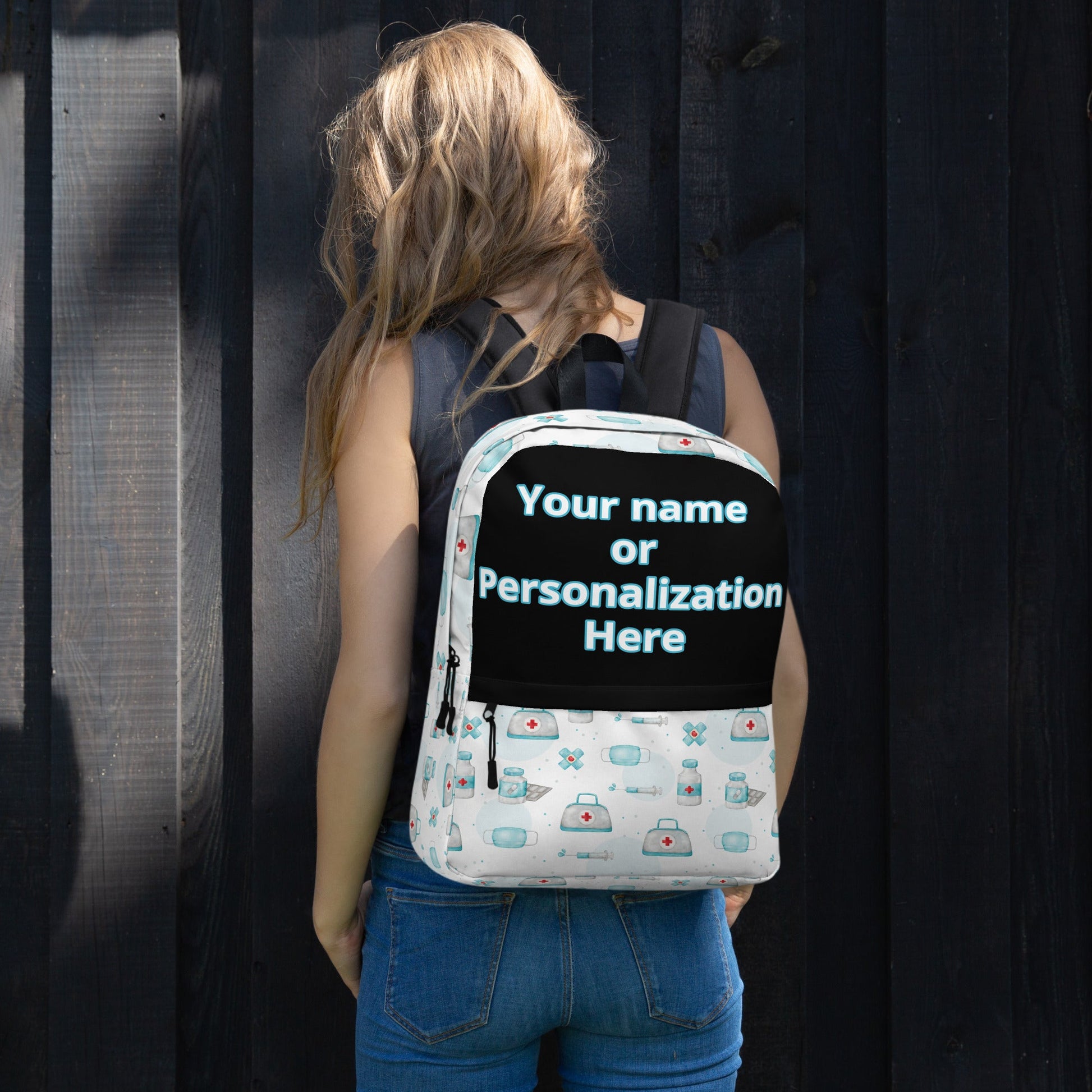 LuxeCare Nurse Custom Name Personalized Backpack - Your Stylish Companion in Care Attire T LLC