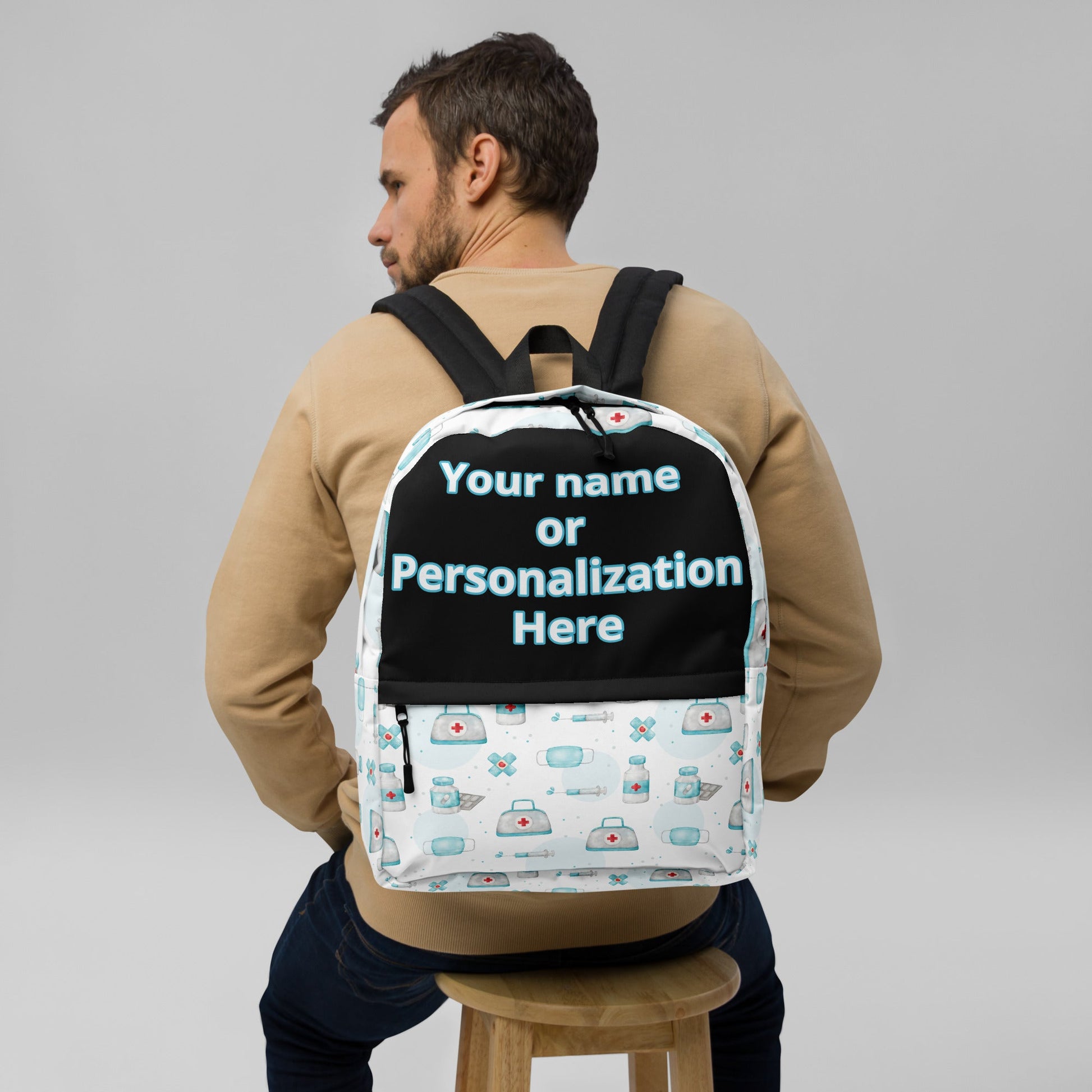 LuxeCare Nurse Custom Name Personalized Backpack - Your Stylish Companion in Care Attire T LLC