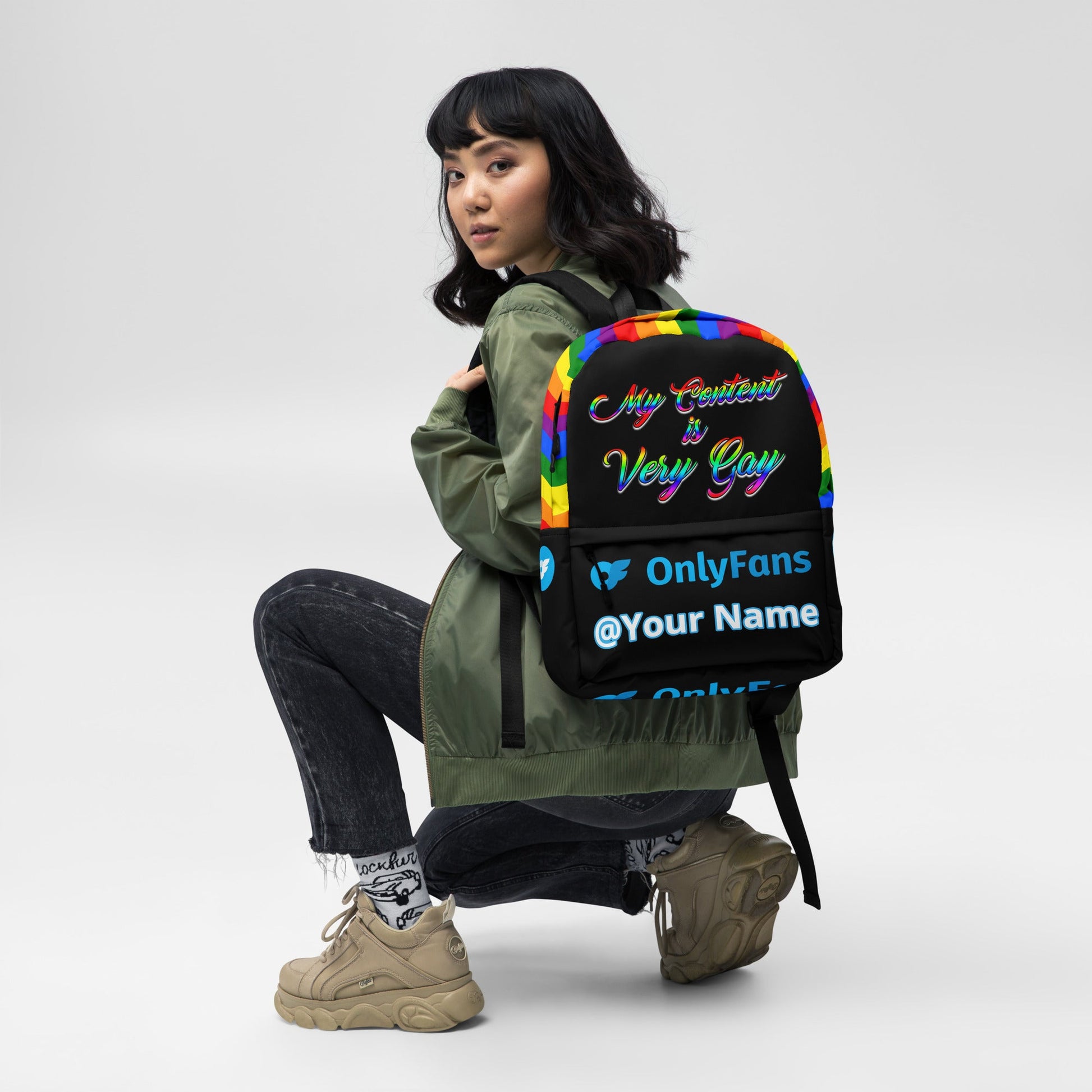 Onlyfans Custom Personalized  My Content is Very Gay Backpack Luxury Unisex Bag | Adult Content Creator | Attire T LLC