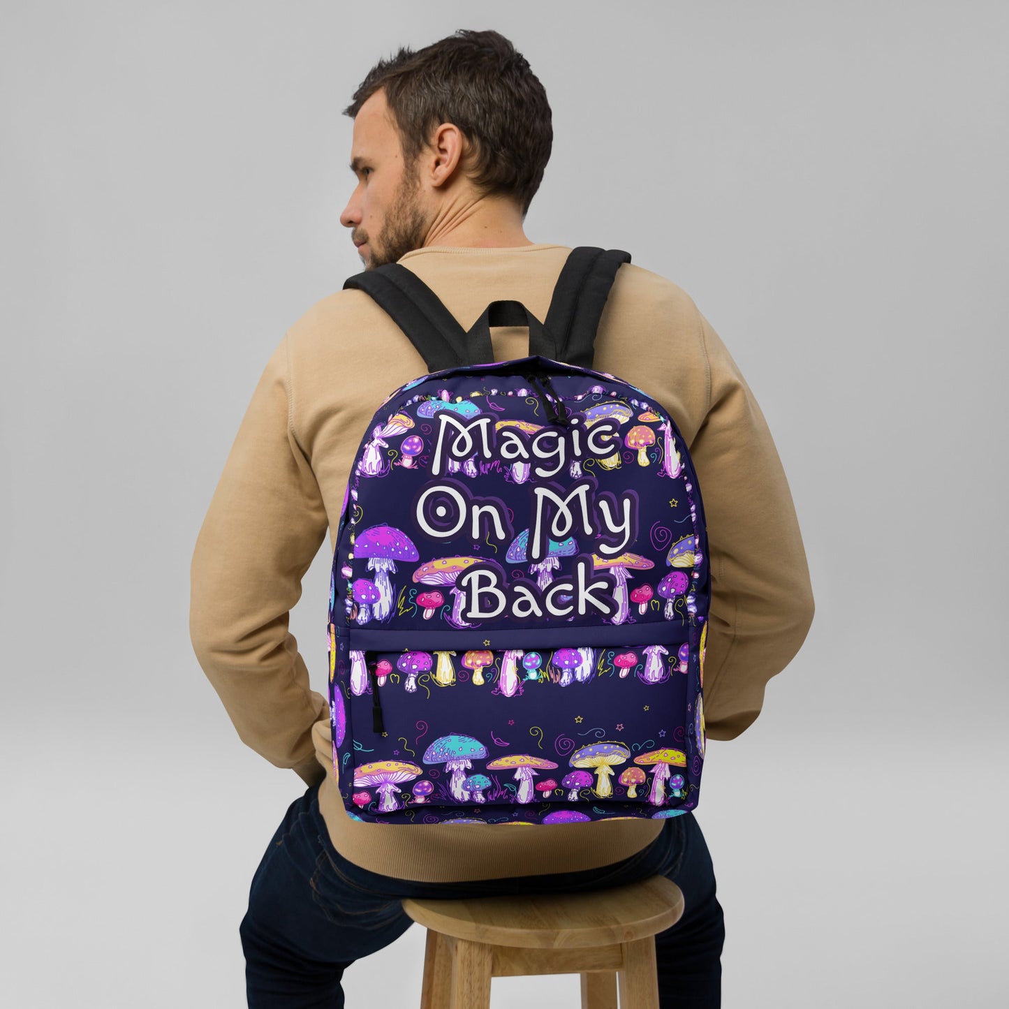 Magic on My Back Shroom Luxury Backpack | Festival Bag | Rave bag | Psychedelic Humor | Unisex Backpack | Overnight Bag Attire T LLC