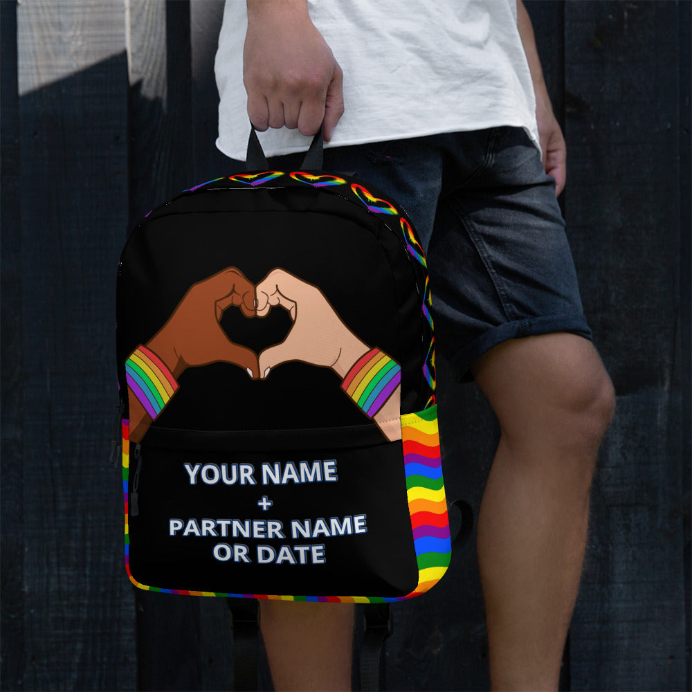 Personalized Custom Name Couples Love Pride LGBTQ+ Backpack Attire T LLC