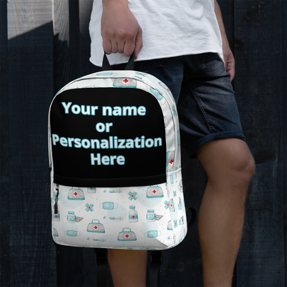 LuxeCare Nurse Custom Name Personalized Backpack - Your Stylish Companion in Care Attire T LLC