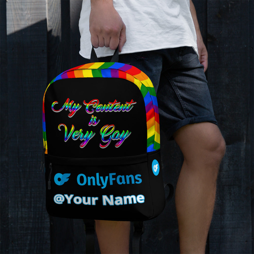 Onlyfans Custom Personalized  My Content is Very Gay Backpack Luxury Unisex Bag | Adult Content Creator | Attire T LLC