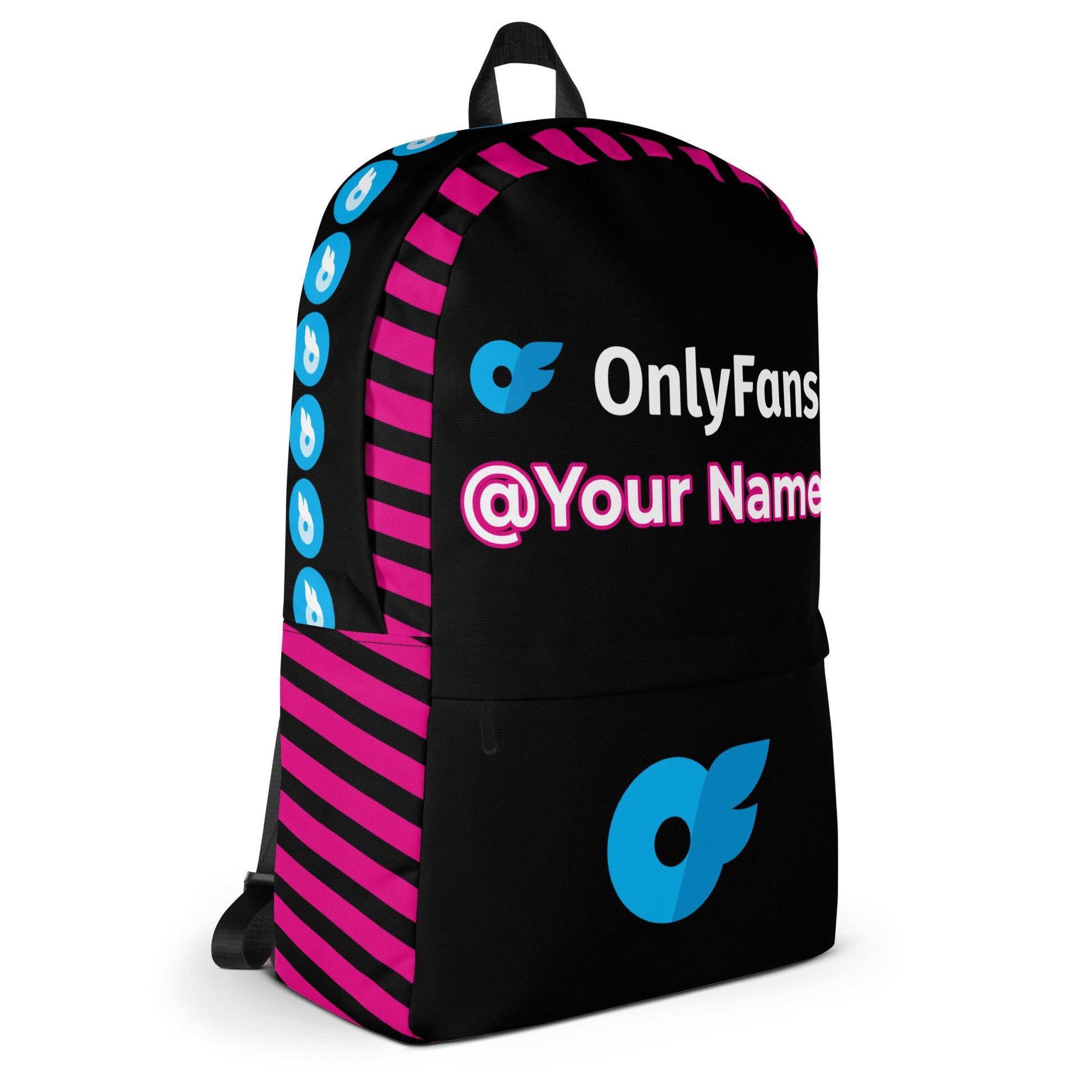 Onlyfans Personalized Custom Name Logo Unisex Backpack Design in Pink | Personalized design | Content Creator Bag | To go Bag | Camera Bag Attire T LLC