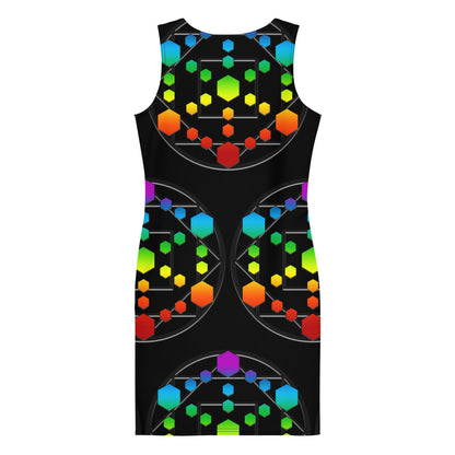 God Body Chakra Bodycon Dress back view by ATTIRET