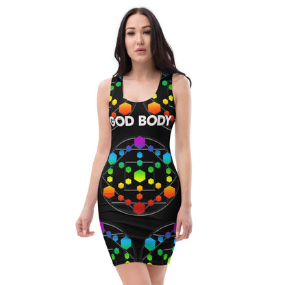 God Body Chakra Bodycon Dress front view by ATTIRET