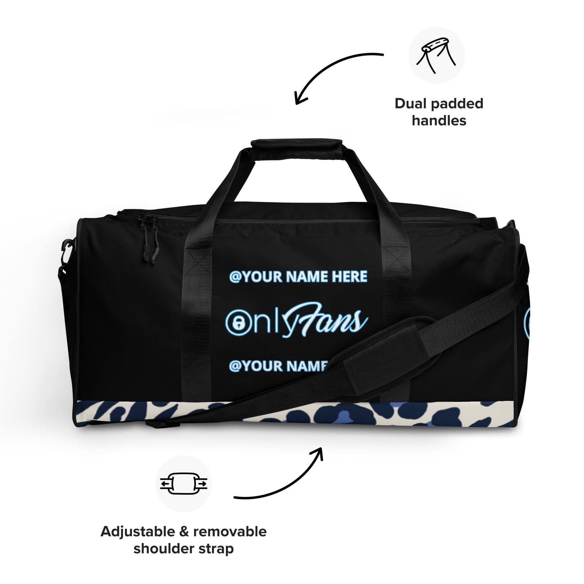 ONLYFANS Personalized Custom Cheetah Print Duffel Bag, Yoga, Gym, Luggage, Customizable Attire T LLC
