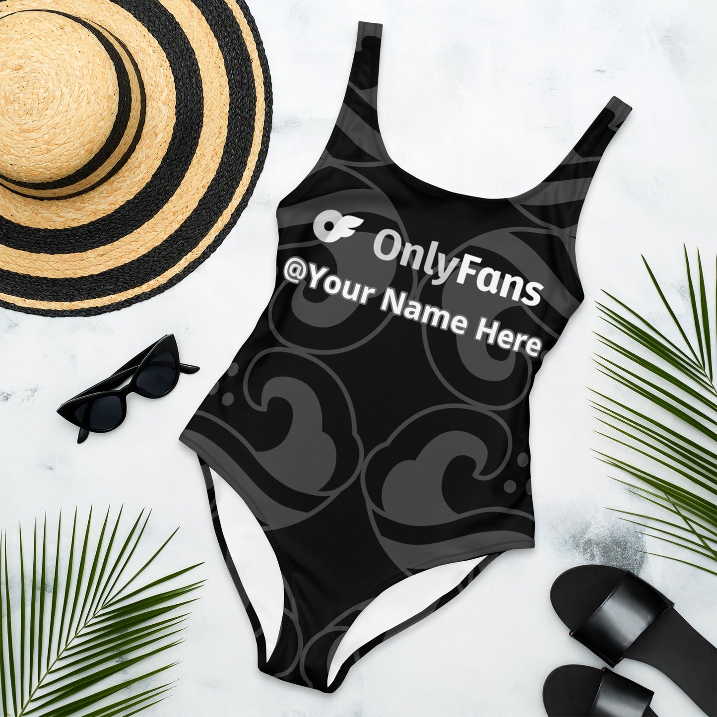 Onlyfans Dive into Desire: Your Customized Personalized Onlyfans One-Piece Swimsuit in Sultry Grey Attire T LLC