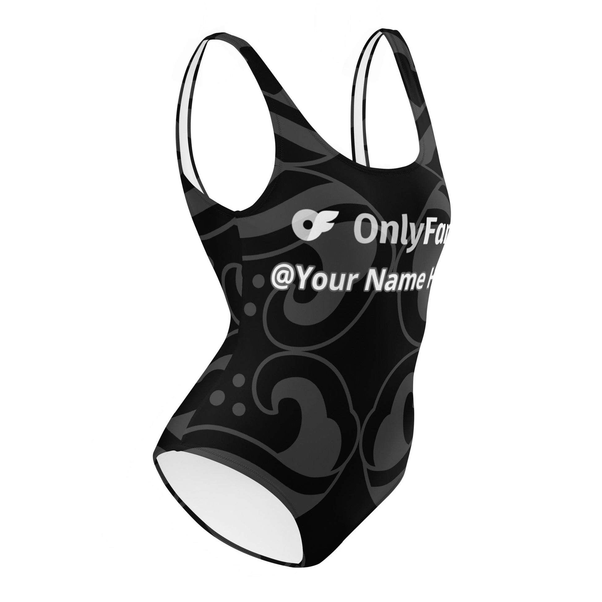 Onlyfans Dive into Desire: Your Customized Personalized Onlyfans One-Piece Swimsuit in Sultry Grey Attire T LLC