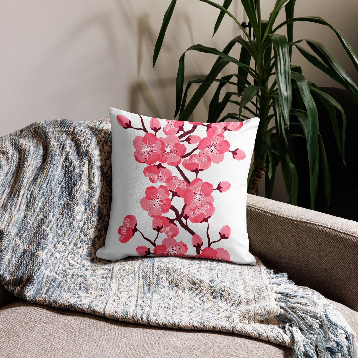 Blossom Bliss: 2 in 1 Custom Reversible Cherry Blossom Pillow Cover – Transform Your Space with Dual Designs! Attire T LLC