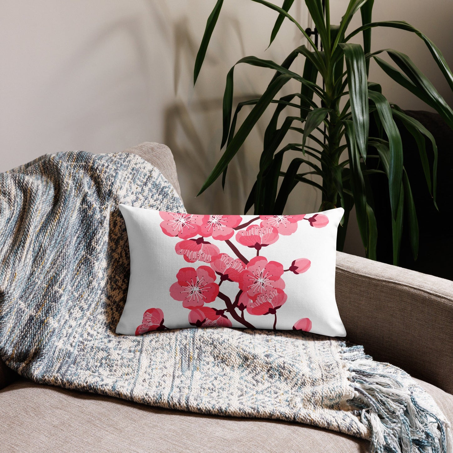 Blossom Bliss: 2 in 1 Custom Reversible Cherry Blossom Pillow Cover – Transform Your Space with Dual Designs! Attire T LLC