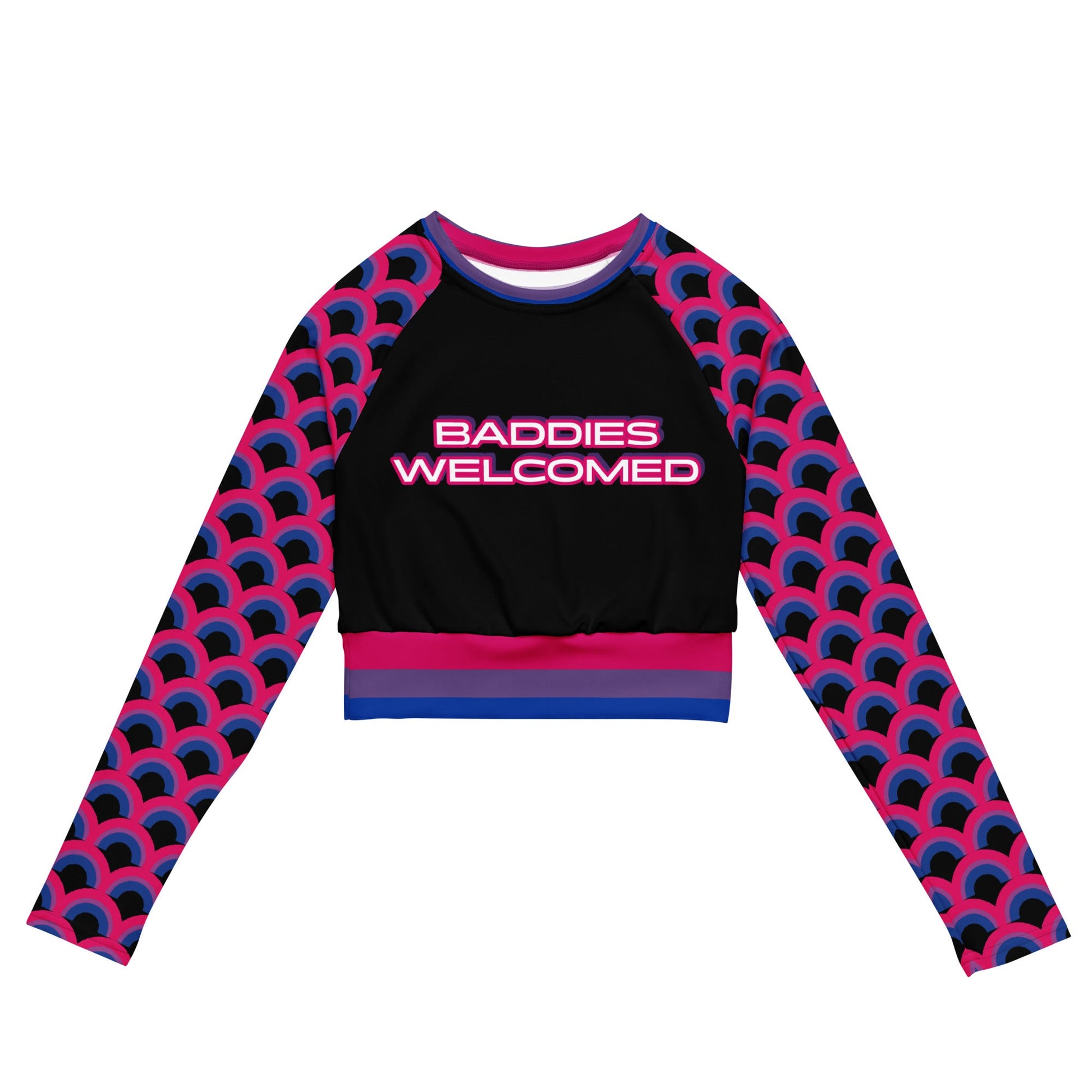 Baddies Welcomed in Bisexual Colors Recycled Eco long-sleeve crop top Attire T LLC