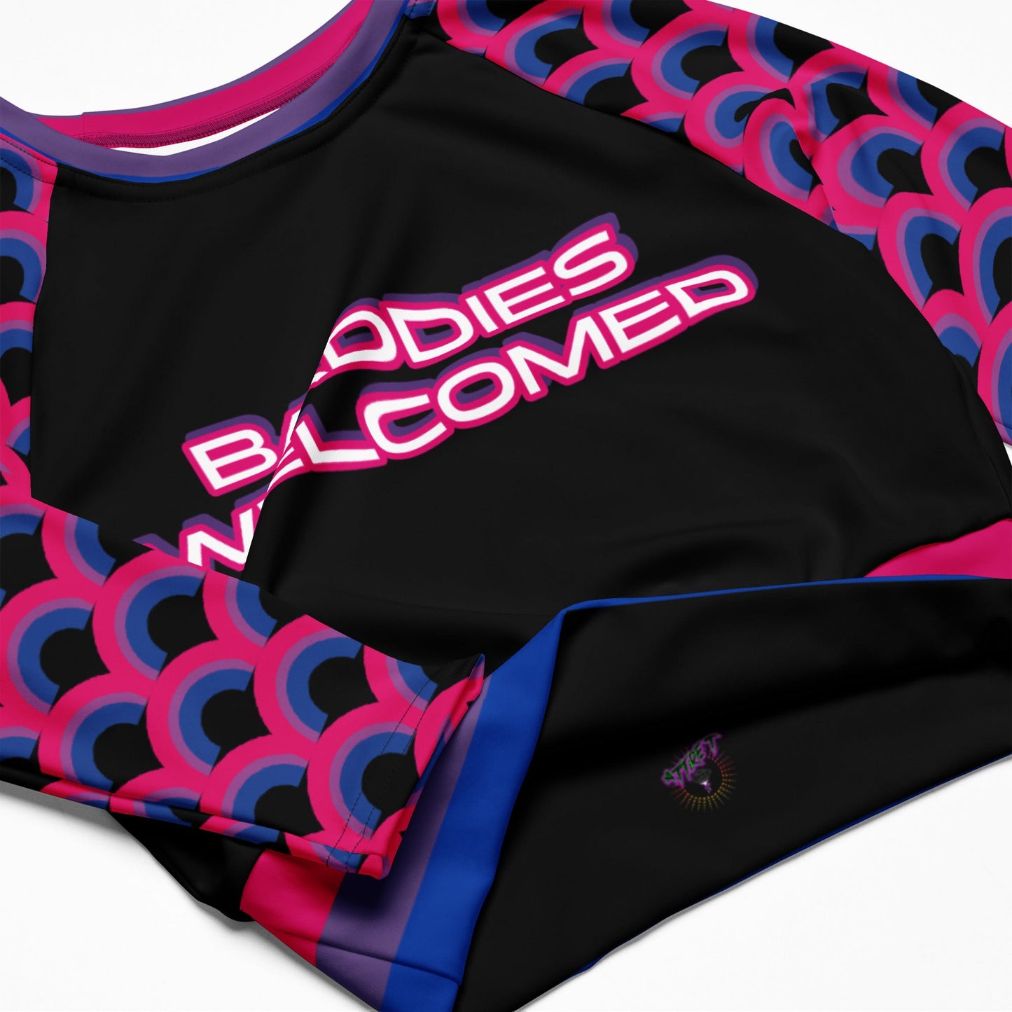Baddies Welcomed in Bisexual Colors Recycled Eco long-sleeve crop top Attire T LLC