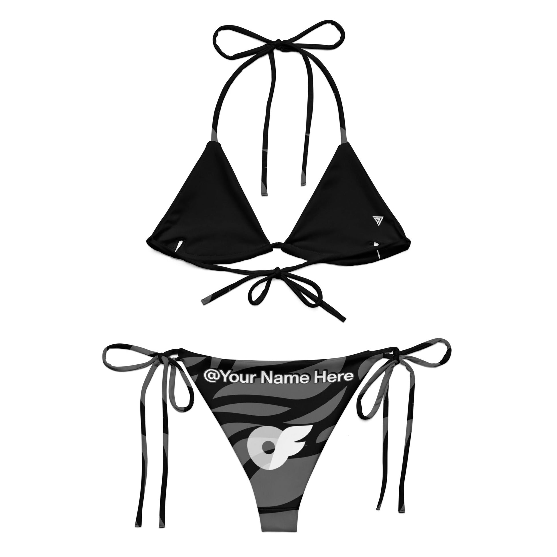 Onlyfans Sun, Sand, and Sexy: Custom Personalized Name Greyscale Eco string bikini Attire T LLC