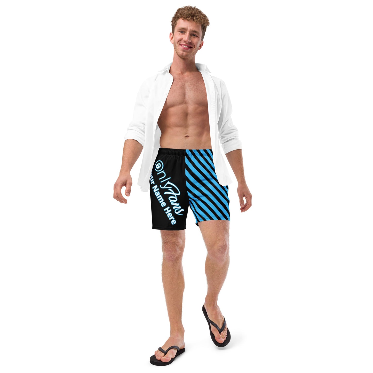 Onlyfans Personalized Custom Name Luxury Eco Men's swim trunks | Swim Shorts | Sexy Beach Attire | Content Creator Attire T LLC