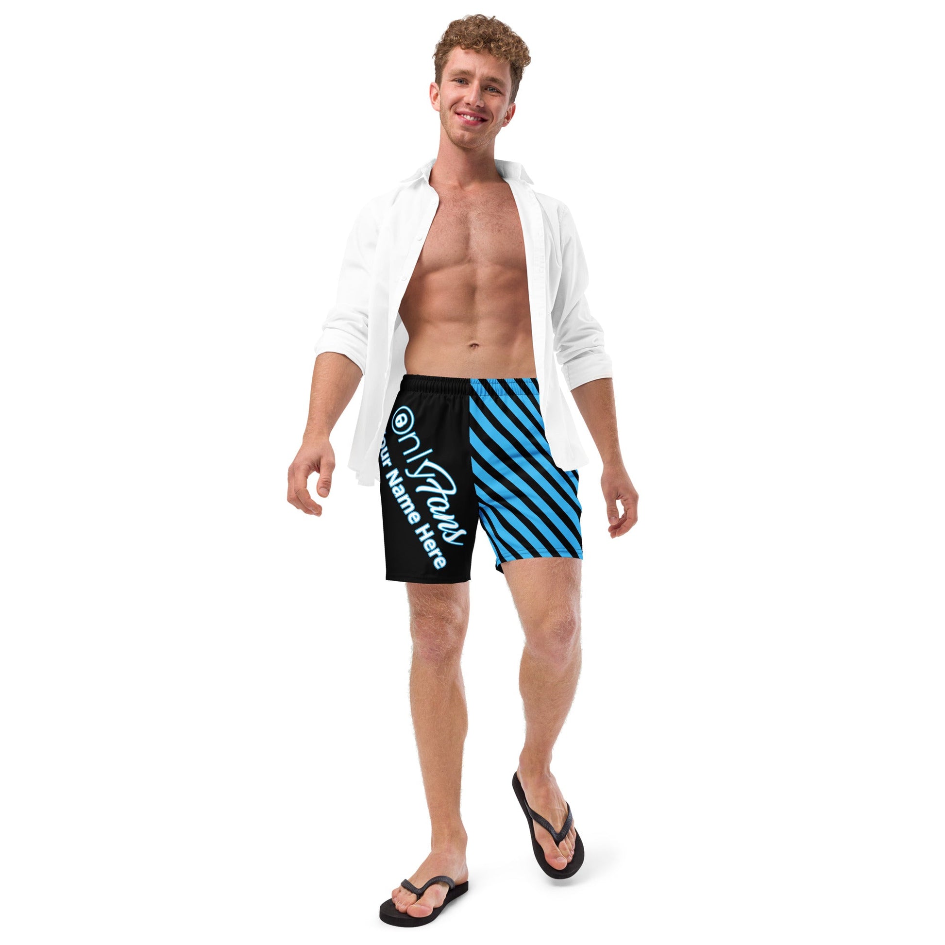 Onlyfans Personalized Custom Name Luxury Eco Men's swim trunks | Swim Shorts | Sexy Beach Attire | Content Creator Attire T LLC