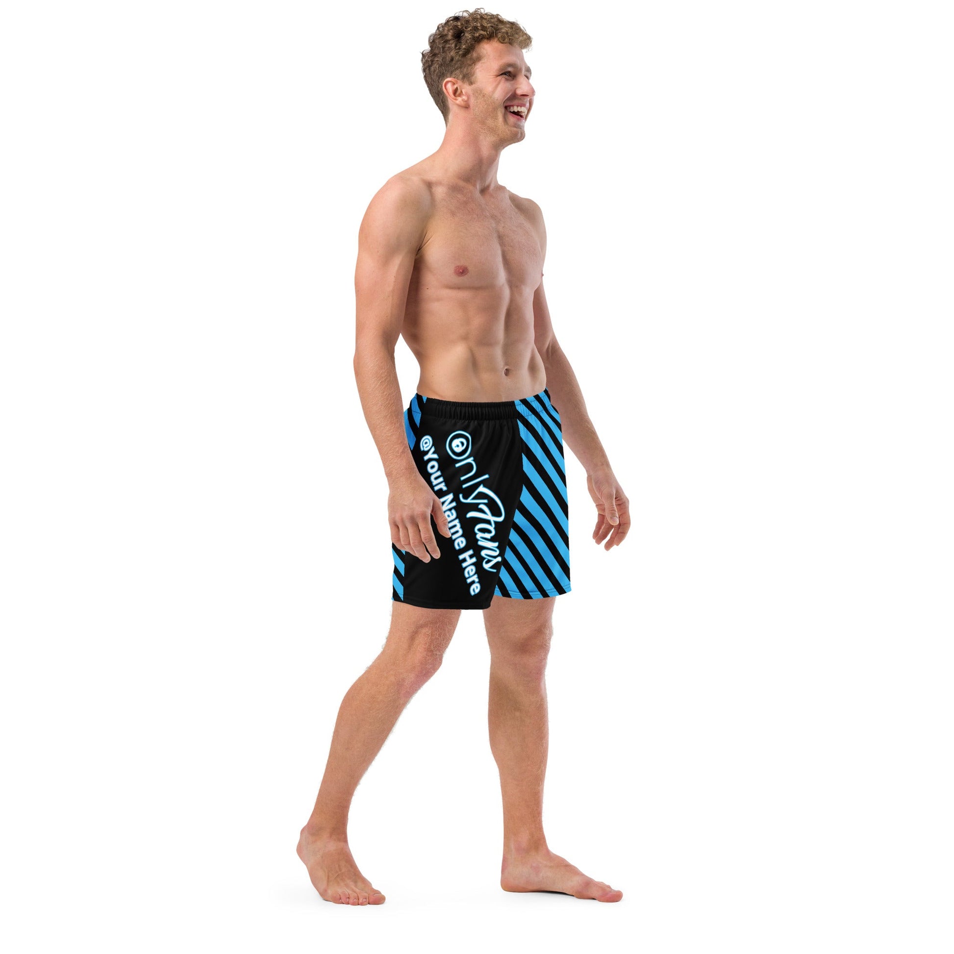 Onlyfans Personalized Custom Name Luxury Eco Men's swim trunks | Swim Shorts | Sexy Beach Attire | Content Creator Attire T LLC