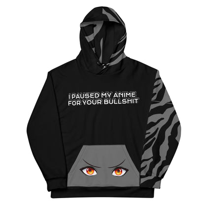 I Paused My Anime for Your Bullshit Zebra Hoodie front view by ATTIRET