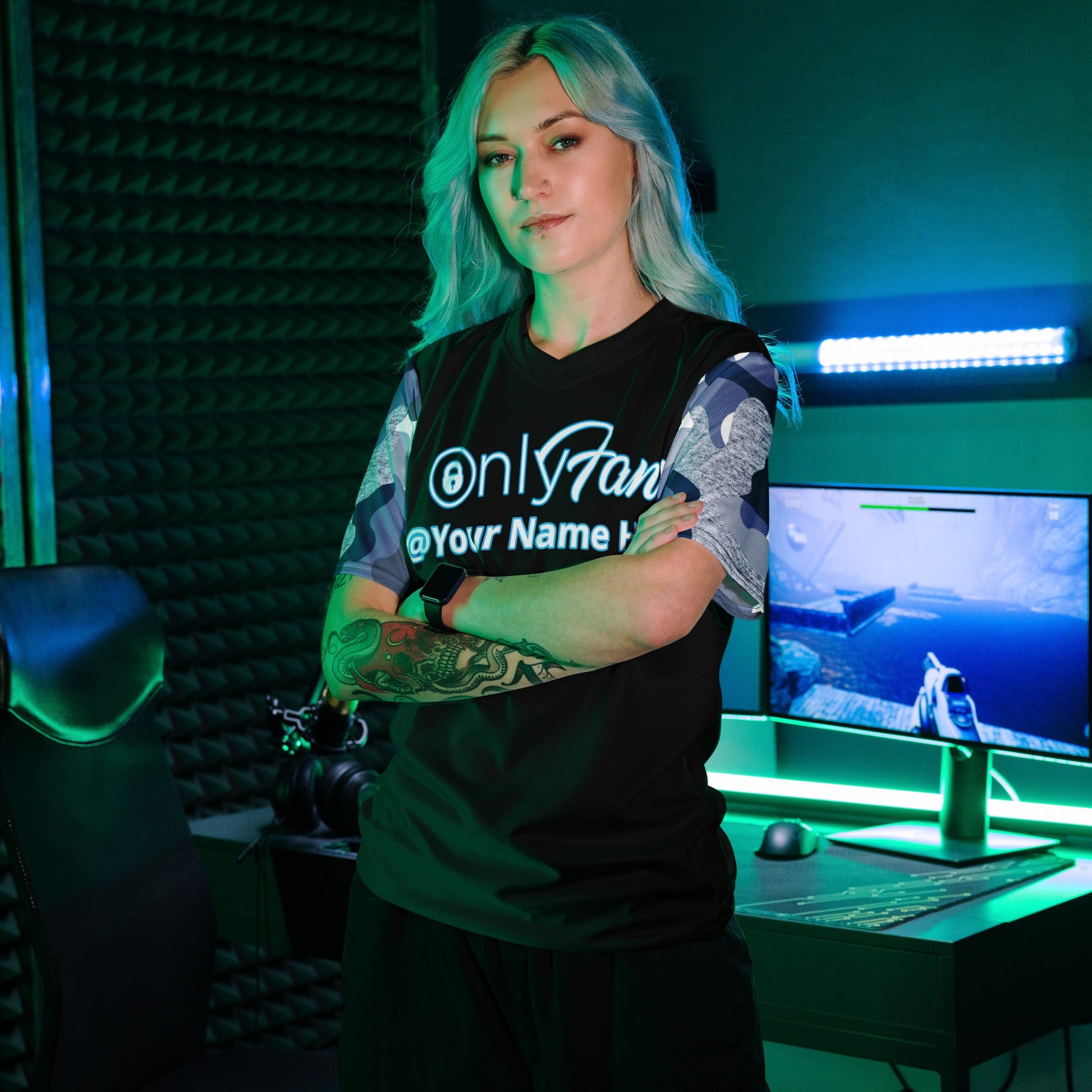 Onlyfans Camo Personalized Custom Recycled Gender-Neutral Unisex sports jersey Attire T LLC