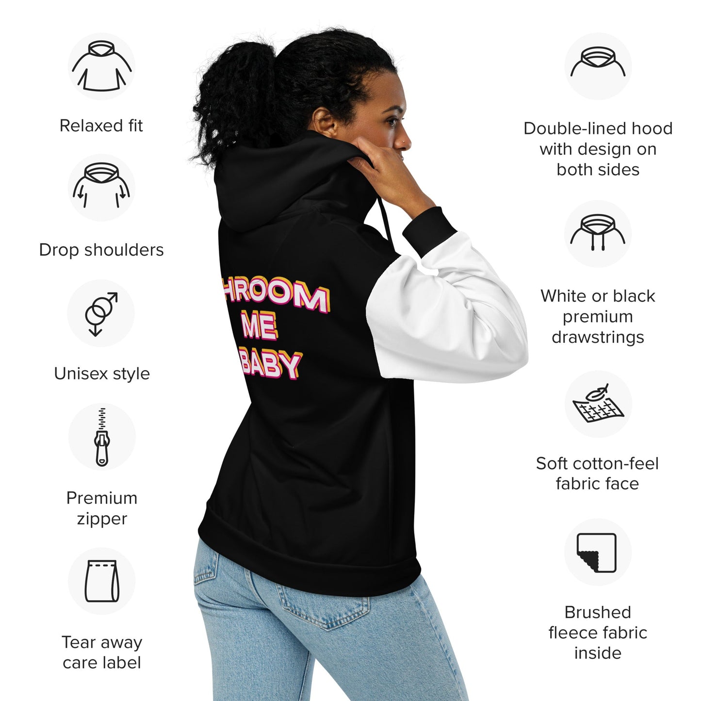 Shroom Me Baby Unisex Zip Hoodie, Gender Neutral Adult Hoodie, Women,Men,  Psychedelic Fungi Mushroom Clothing , Festival Attire T LLC