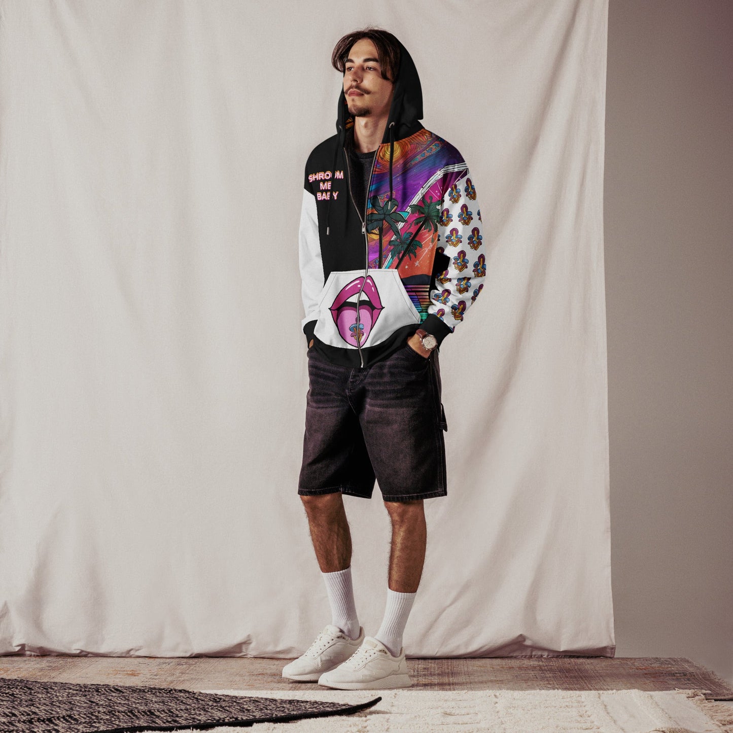 Shroom Me Baby Unisex Zip Hoodie, Gender Neutral Adult Hoodie, Women,Men,  Psychedelic Fungi Mushroom Clothing , Festival Attire T LLC