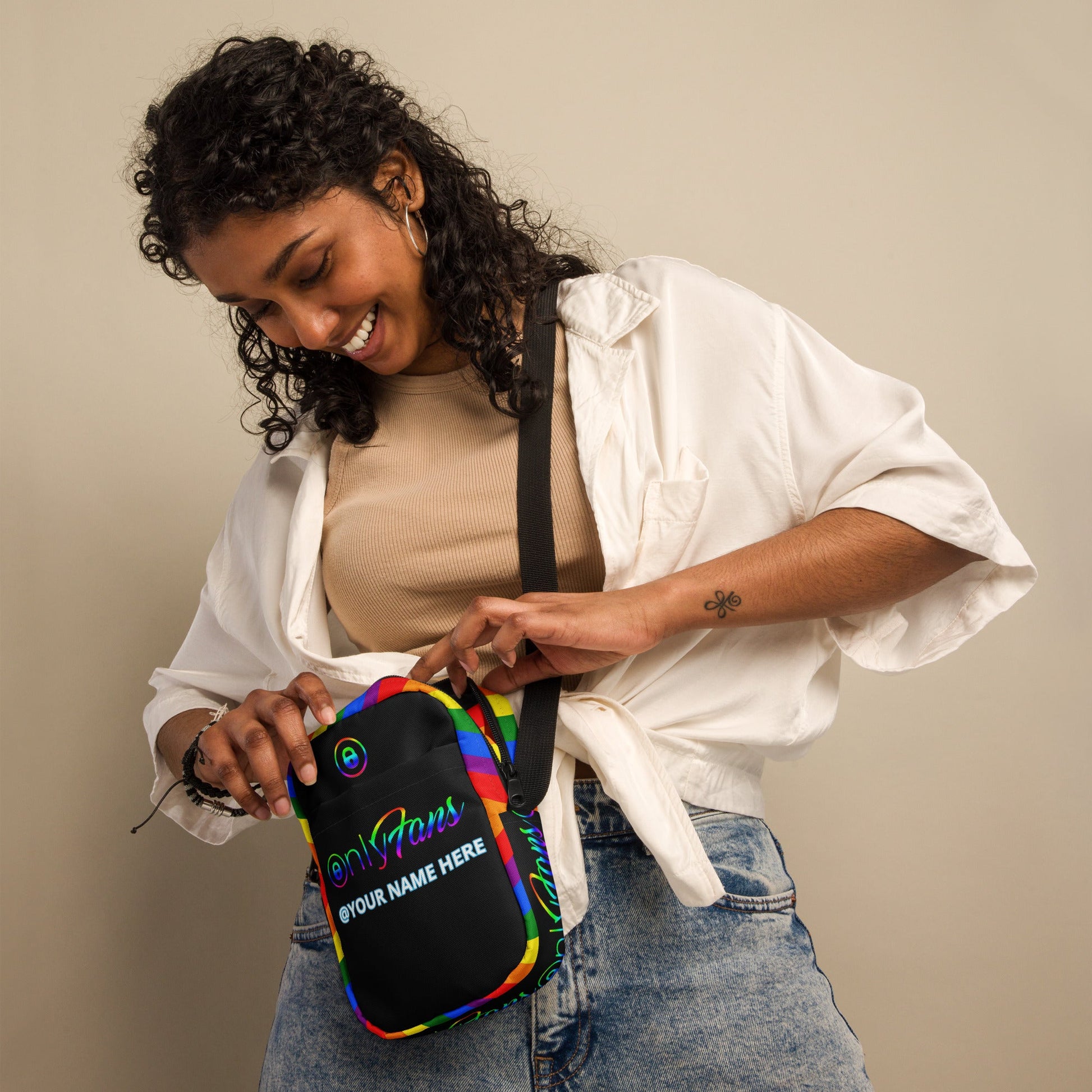 Onlyfans Rainbow Revival Personalized Custom Rainbow Pride Utility crossbody bag LGBTQ+ Genderless Unisex Attire T LLC