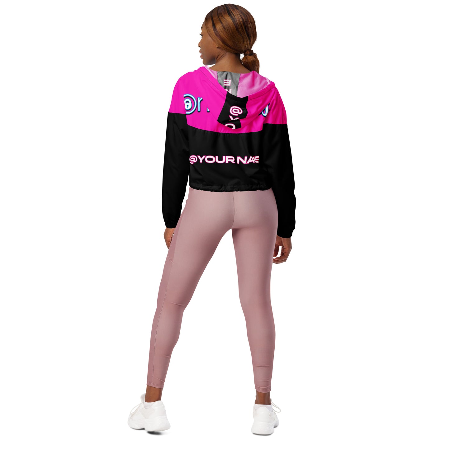 OnlyFans Personalized Custom Women’s Cropped Windbreaker Jacket (Pink/Blk) - Attire T LLC