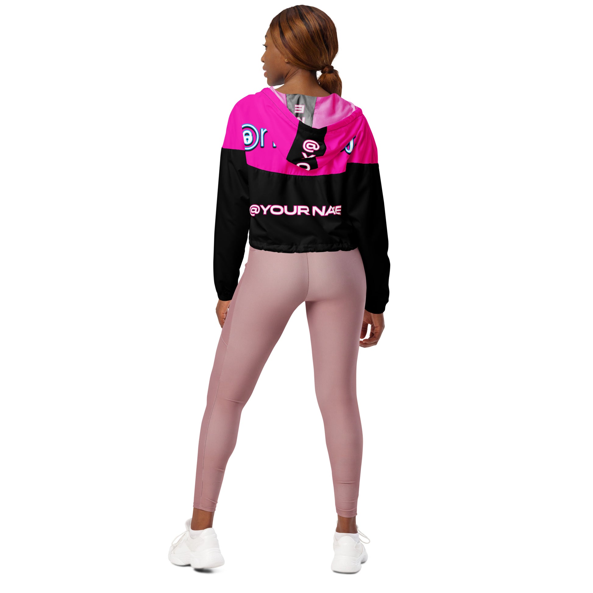 OnlyFans Personalized Custom Women’s Cropped Windbreaker Jacket (Pink/Blk) - Attire T LLC