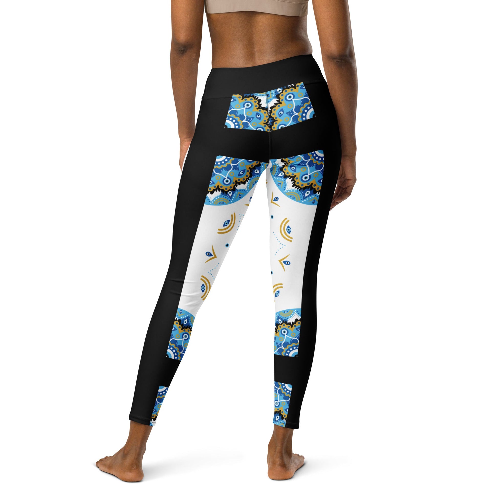 Evil Eye Bohemian Yoga Leggings, Gym, Workout tights, Protection Leggings, Stretch High Waist Leggings Attire T LLC