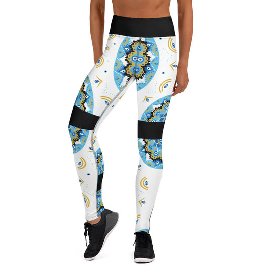 Evil Eye Bohemian Yoga Leggings, Gym, Workout tights, Protection Leggings, Stretch High Waist Leggings Attire T LLC