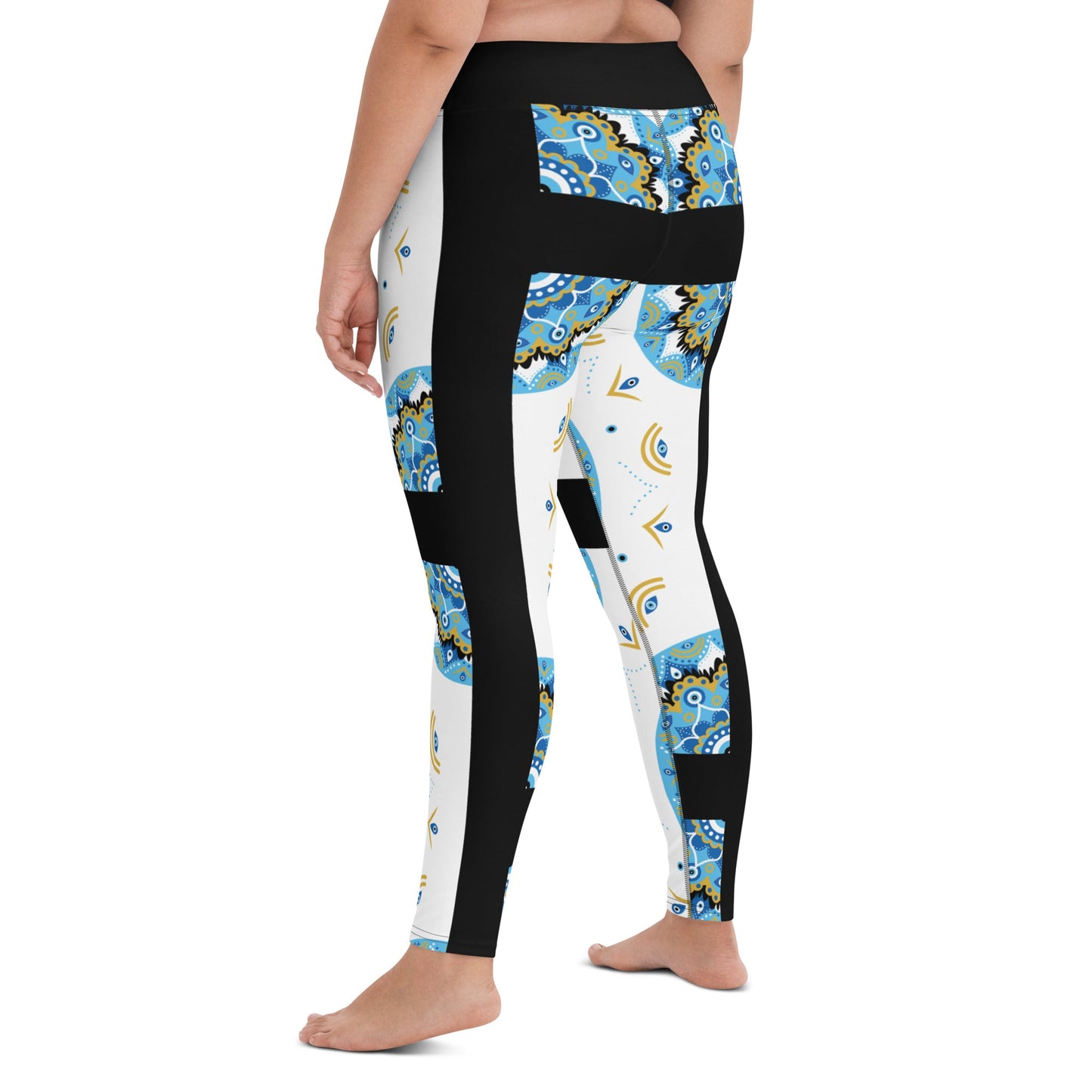 Evil Eye Bohemian Yoga Leggings, Gym, Workout tights, Protection Leggings, Stretch High Waist Leggings Attire T LLC