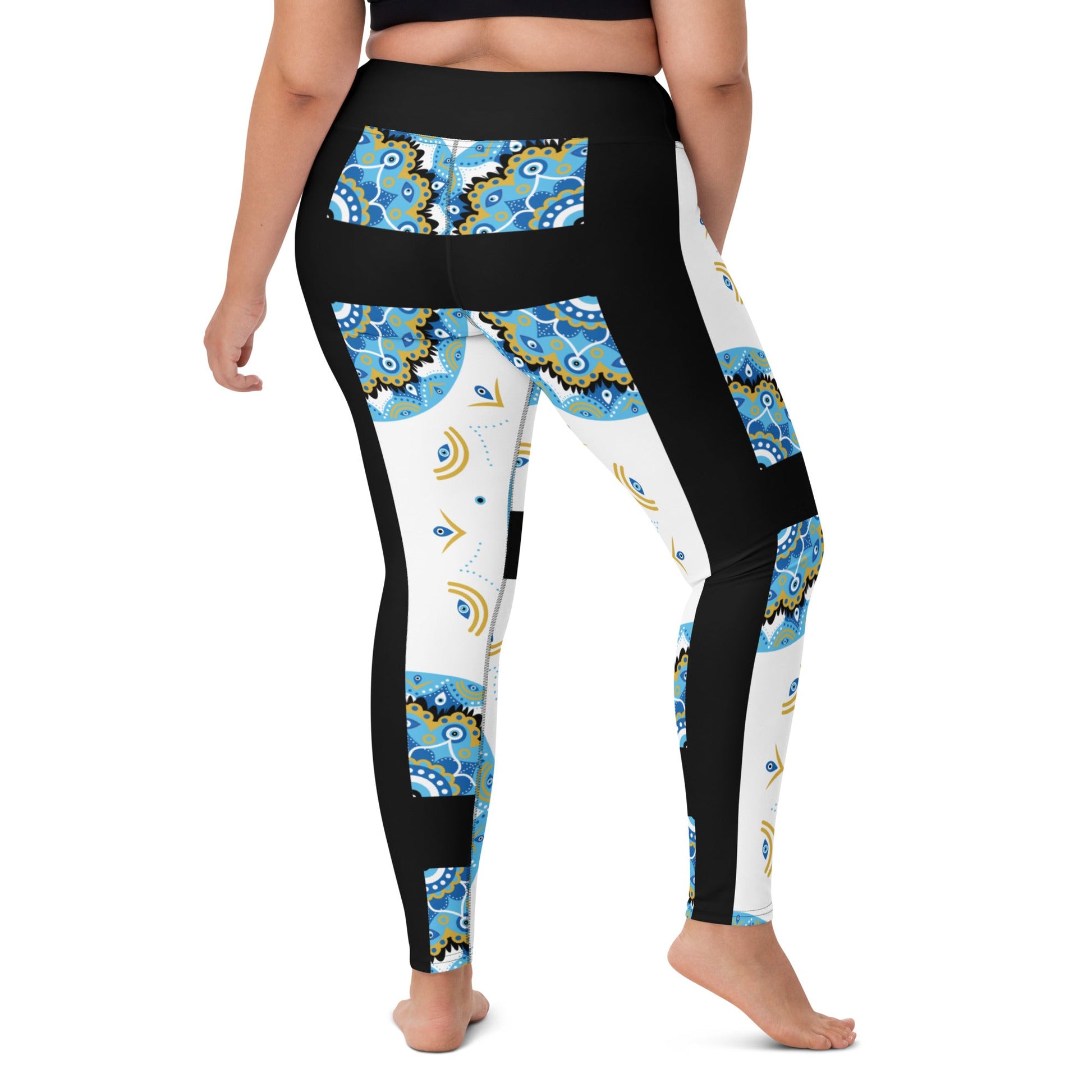 Evil Eye Bohemian Yoga Leggings, Gym, Workout tights, Protection Leggings, Stretch High Waist Leggings Attire T LLC