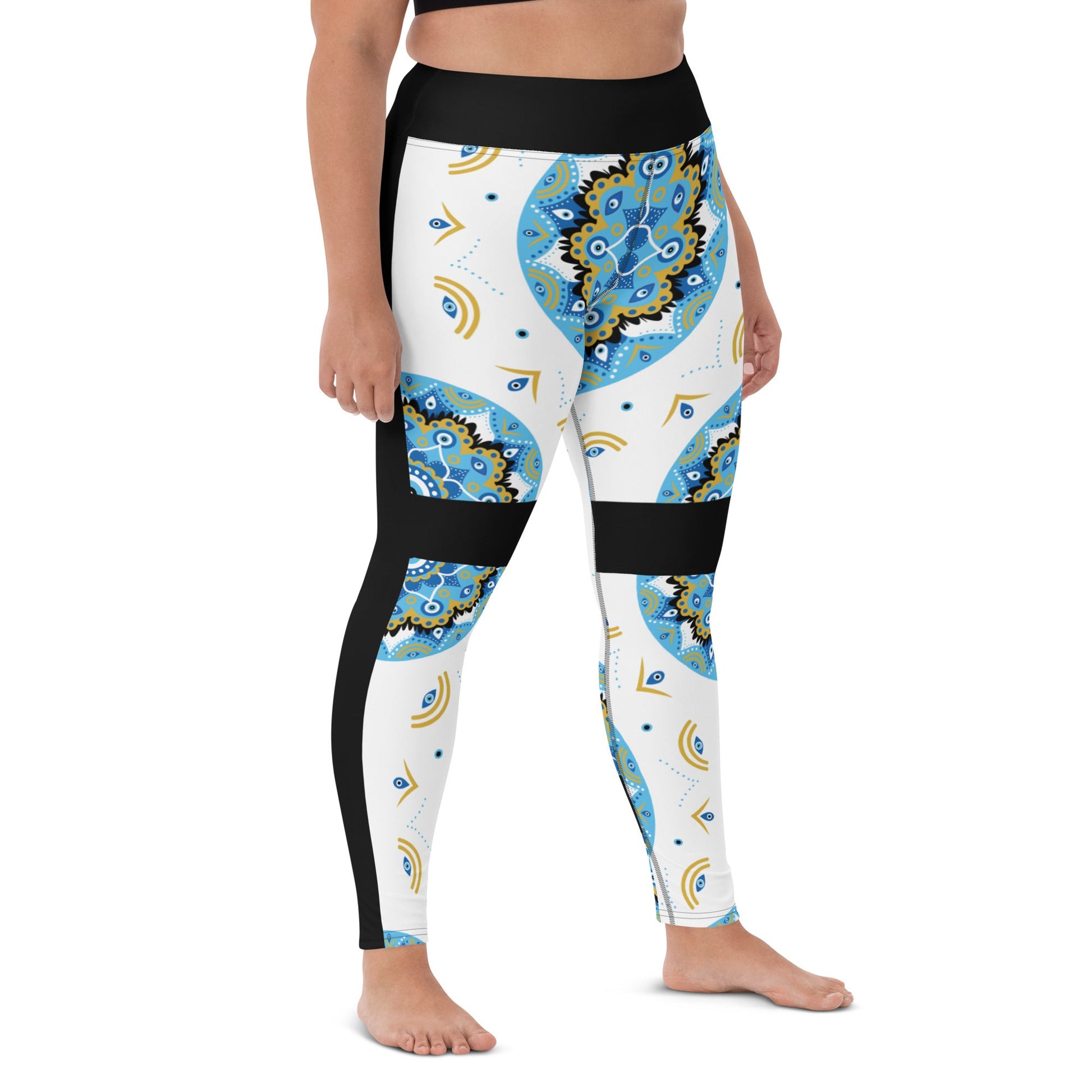 Evil Eye Bohemian Yoga Leggings, Gym, Workout tights, Protection Leggings, Stretch High Waist Leggings Attire T LLC