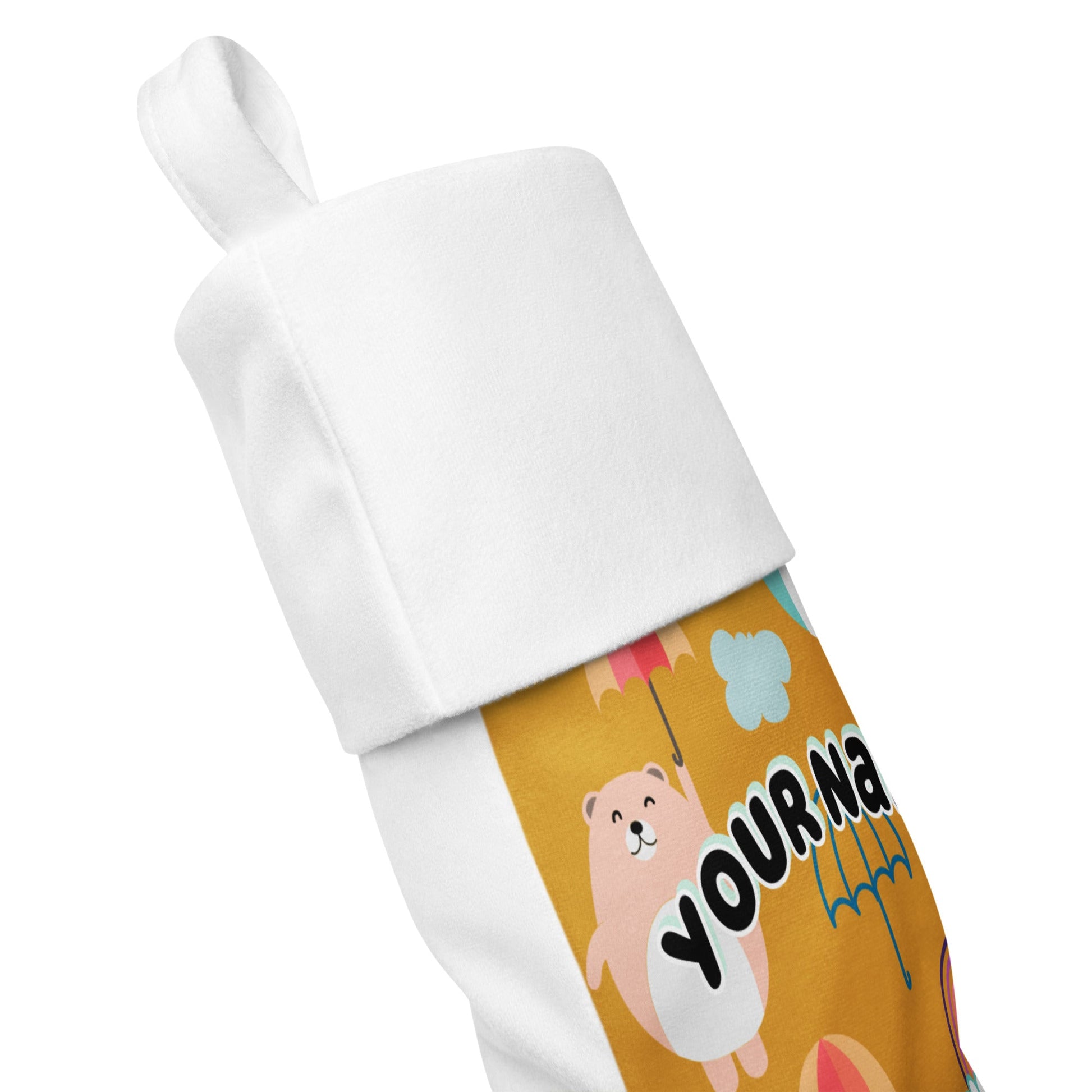 Adorable Personalized Custom Name Bears and Umbrellas Christmas Stocking Attire T LLC