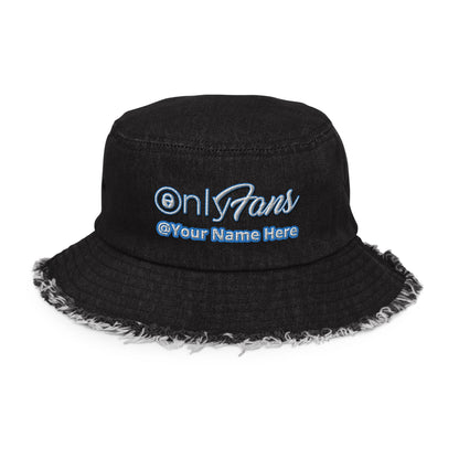 Personalized OnlyFans Distressed Denim Bucket Hat by ATTIRET